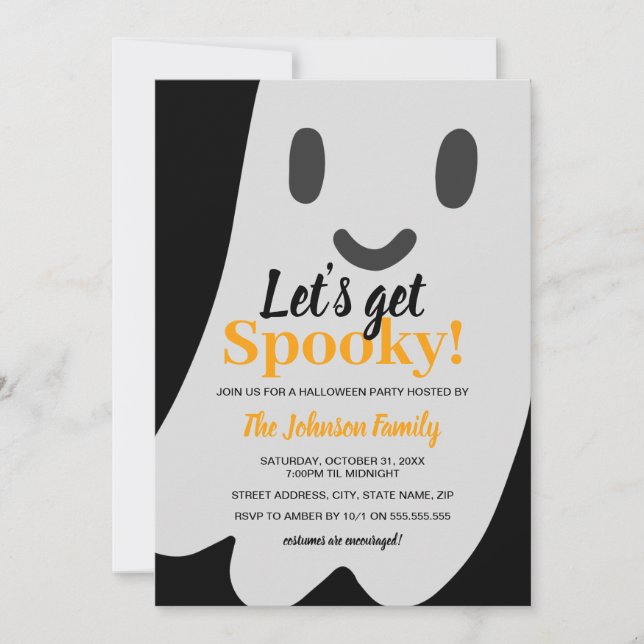 Let's Get Spooky Ghost Halloween  Invitation (Front)