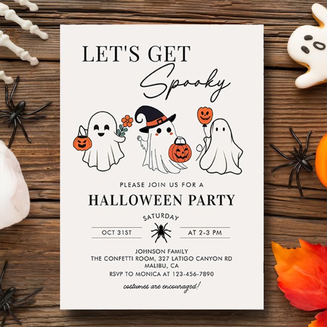 Lets Get Spooky Ghost Halloween Party Invitation (Creator Uploaded)