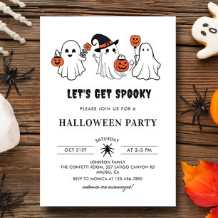 Lets Get Spooky Ghost Halloween Party Invitation