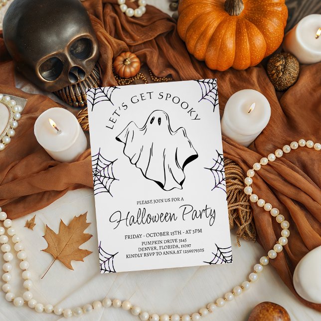 Lets Get Spooky Ghost Spiderweb Halloween Invite (Creator Uploaded)