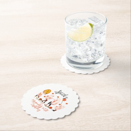 Lets Get Spooky Ghost With Friend Party Paper Coaster