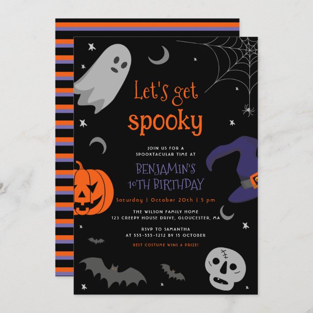 Let's Get Spooky Halloween Any Age Birthday Party Invitation (Front/Back)