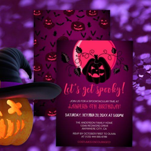 Lets Get Spooky Halloween Any Age Birthday Party Invitation