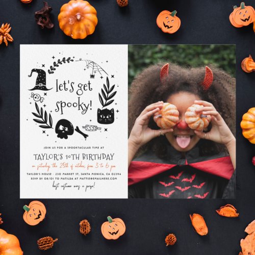 Lets Get Spooky Halloween Any Age Photo Birthday Invitation