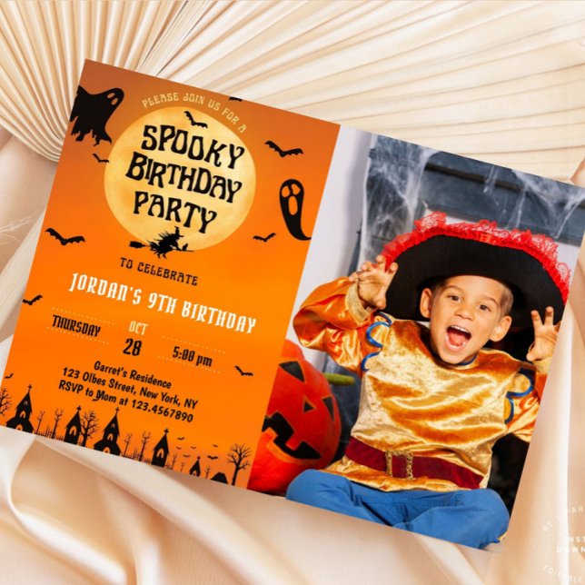 Let's Get Spooky Halloween Any Age Photo Invitation (photo, lets get spooky, halloween birthday party, birthday party invitations, halloween theme, costu)
