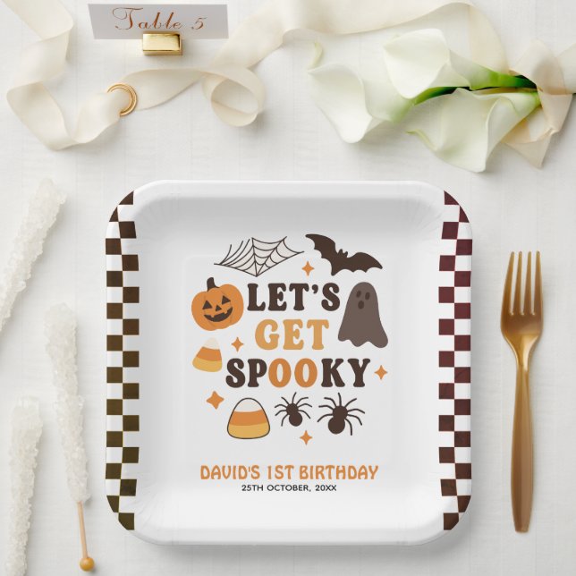 Let's Get Spooky Halloween Birthday  Paper Plates (Wedding)