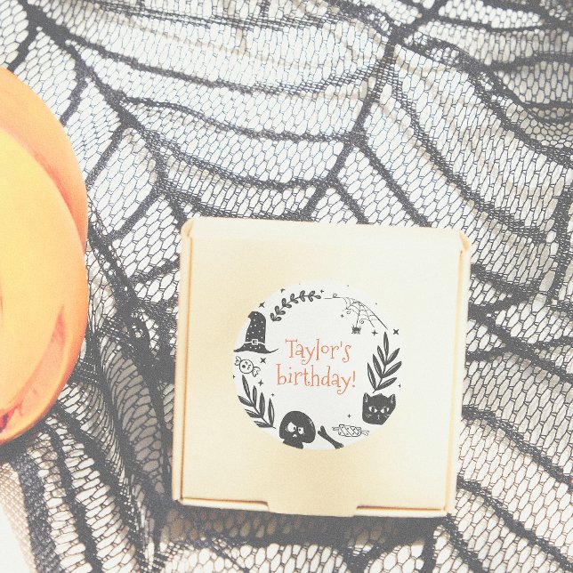 Let's Get Spooky Halloween Birthday Party Favor Classic Round Sticker (Creator Uploaded)