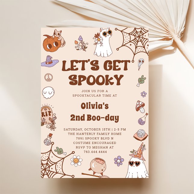 Let's Get Spooky Halloween Cute 2nd Birthday  Invitation (Creator Uploaded)