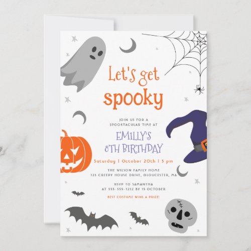 Lets Get Spooky Halloween Fun Birthday Party Invitation