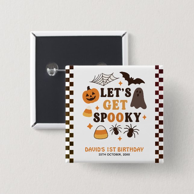 Let's Get Spooky Halloween Kids Birthday  Button (Front & Back)