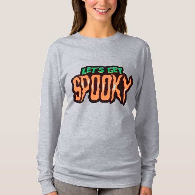 Let's Get Spooky Halloween Orange and Green T-Shirt (Front)
