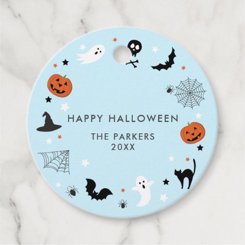 Lets get spooky Halloween Party Blue Favor Tags