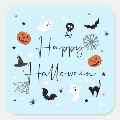 Lets get spooky Halloween Party Blue Square Sticker