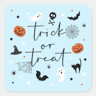 Let's get spooky Halloween Party Blue Square Sticker