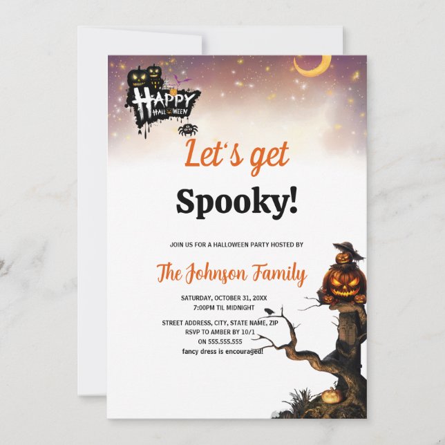 Let's Get Spooky Halloween Party Foil  Invitation (Front)