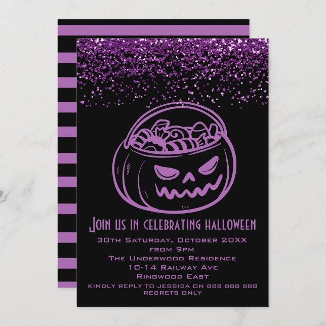 LET'S GET SPOOKY HALLOWEEN PARTY INVITATION (Front/Back)