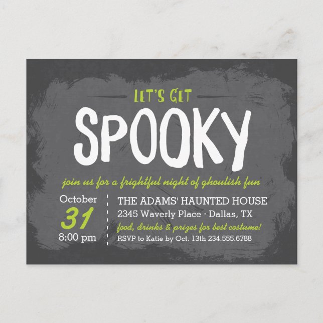 Let's Get Spooky Halloween Party Invitation Postcard (Front)