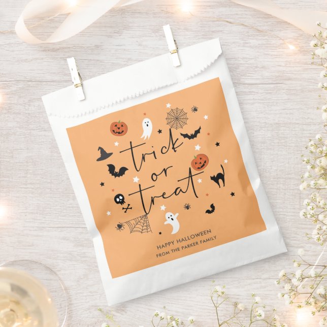 Let's get spooky Halloween Party Orange Favor Bag (Clipped)