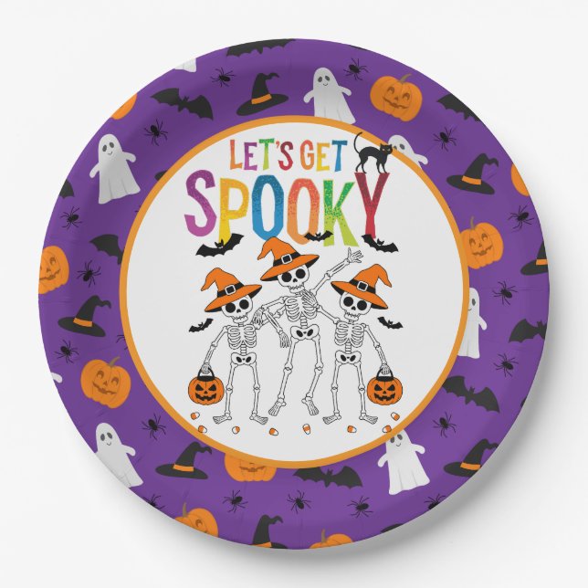 Let's Get Spooky Halloween Party Paper Plates (Front)