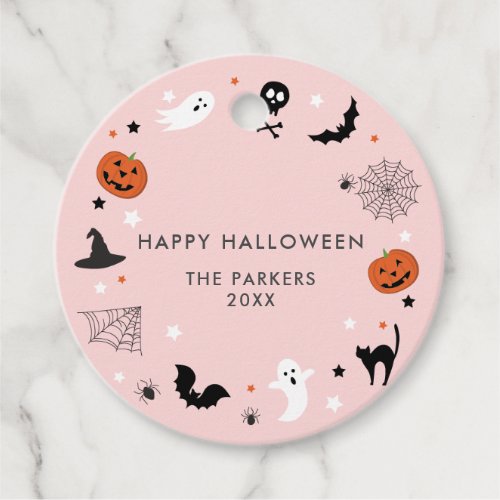 Lets get spooky Halloween Party Pink Favor Tags