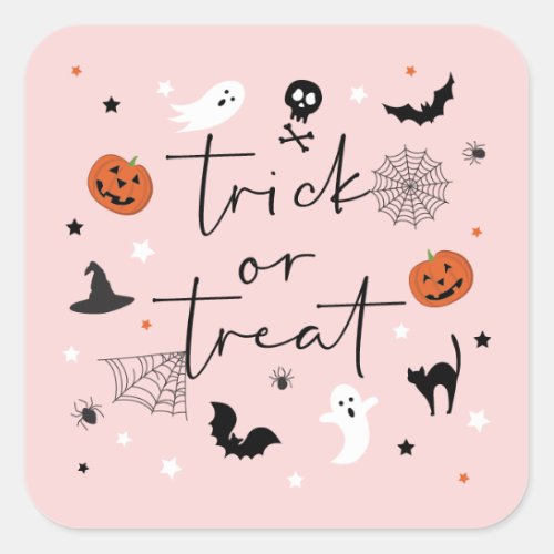 Lets get spooky Halloween Party Pink Square Sticker