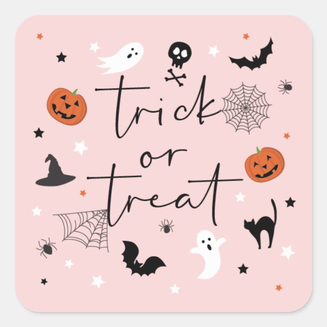 Let's get spooky Halloween Party Pink Square Sticker (Front)