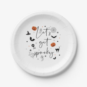 Let's get spooky Halloween Party Plate white