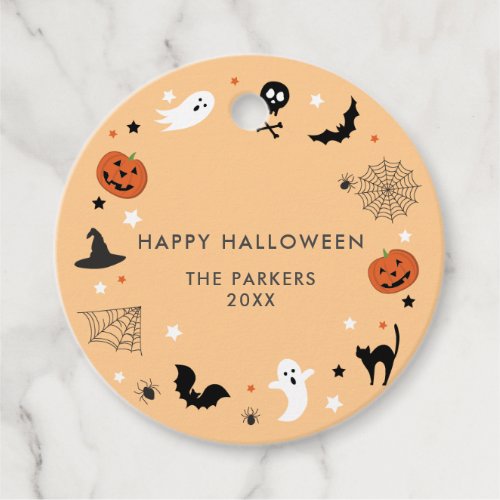 Lets get spooky Halloween Party Pumpkin Favor Tags