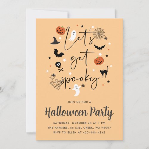 Lets get spooky Halloween Party pumpkin Invitation