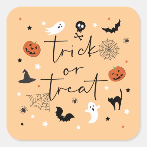 Lets get spooky Halloween Party Pumpkin Square Sticker