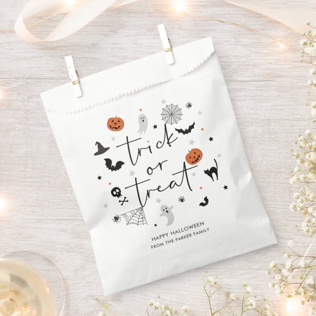 Let's get spooky Halloween Party white Favor Bag (Clipped)