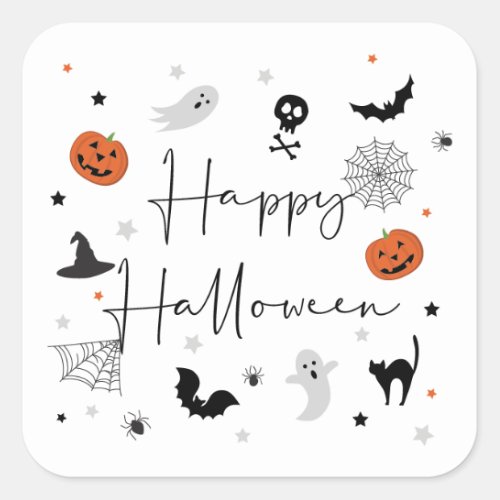 Lets get spooky Halloween Party white Square Sticker