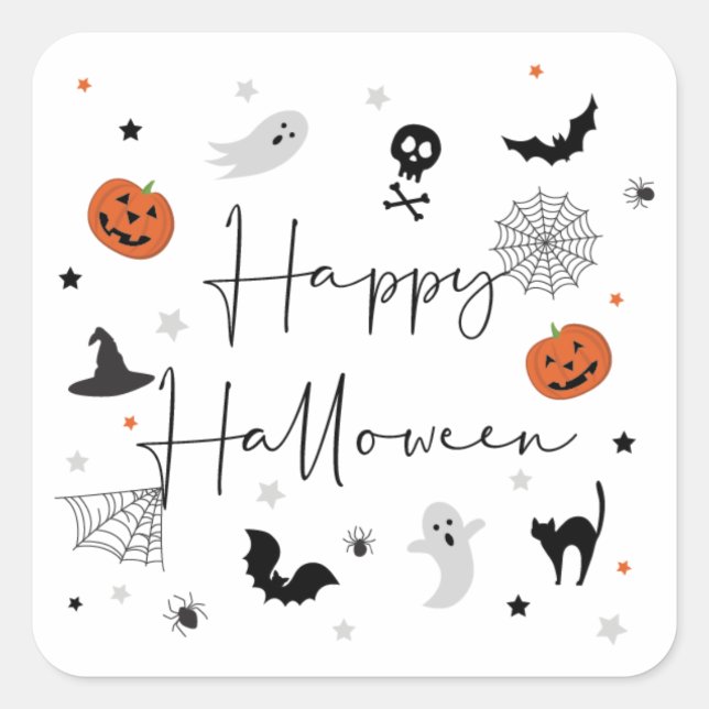 Let's get spooky Halloween Party white Square Sticker (Front)