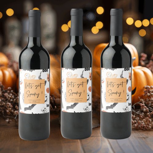 Lets get Spooky  Halloween Party   Wine Label