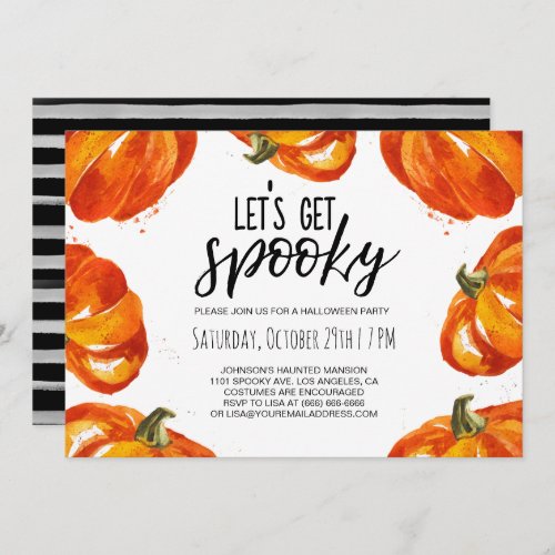 Lets get Spooky Halloween Pumpkin Party Invitation
