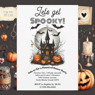 Lets get Spooky Haunted House Party Eerie Bats Web Invitation