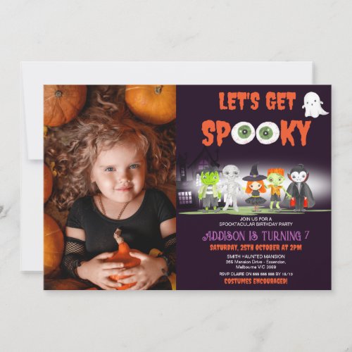 Lets Get Spooky Photo Halloween Costume Party Invitation