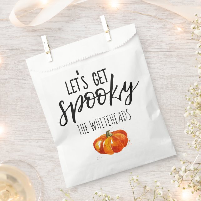 Let's get Spooky Pumpkin Halloween Favor Bag (Clipped)