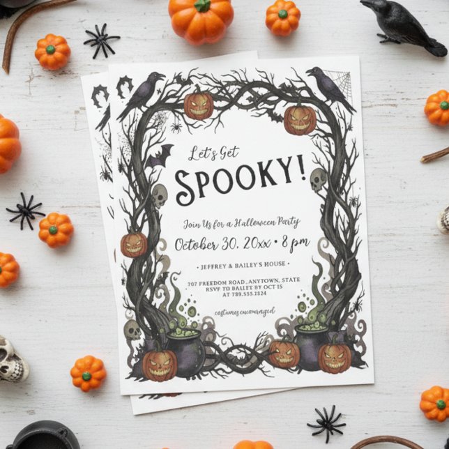 Let's Get Spooky Pumpkin & Vines Halloween Party Invitation (Creator Uploaded)