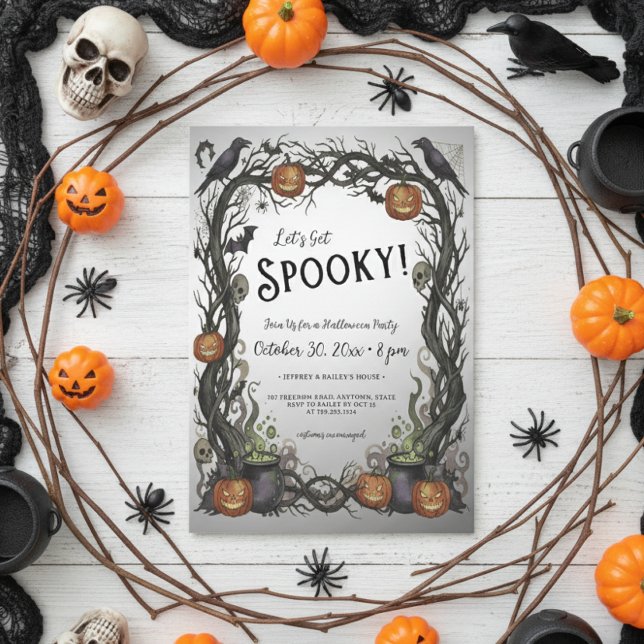 Let's Get Spooky Pumpkin & Vines Halloween Party Invitation (Creator Uploaded)