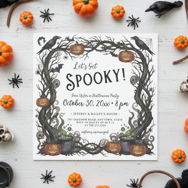 Let's Get Spooky Pumpkins & Vines Halloween Party Invitation (Creator Uploaded)