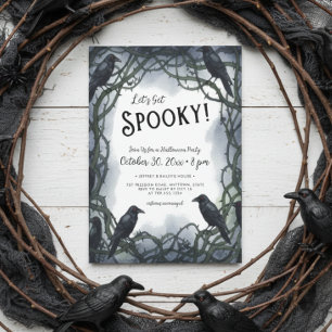 Let's Get Spooky Raven Halloween Party Invitation