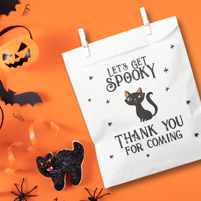 Let's Get Spooky Retro Cat Gothic Typography Favor Bag (Creator Uploaded)
