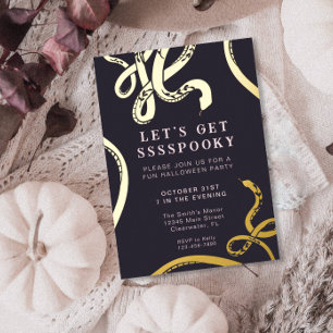 Let's Get Spooky Snake Halloween Foil Invitation