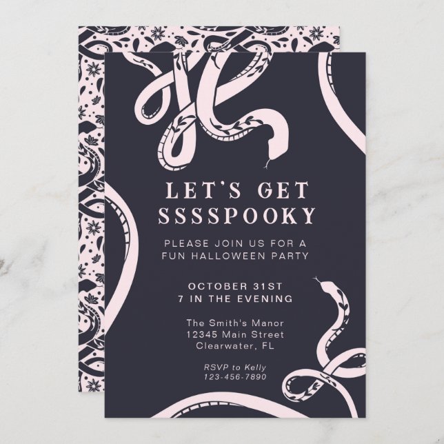 Let's Get Spooky Snake Halloween Party Invitation (Front/Back)