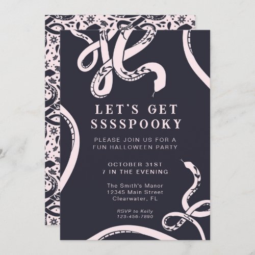 Lets Get Spooky Snake Halloween Party Invitation