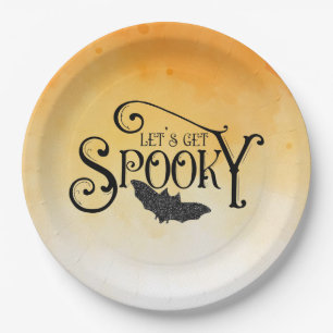 Let's Get Spooky Sparkly Halloween Paper Plates