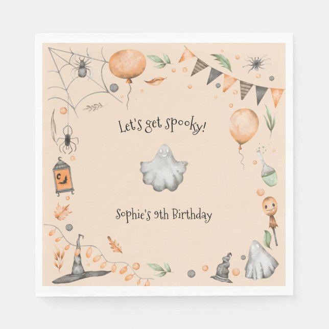 Let's get spooky! Spooktacular kids birthday party Napkins (Front)