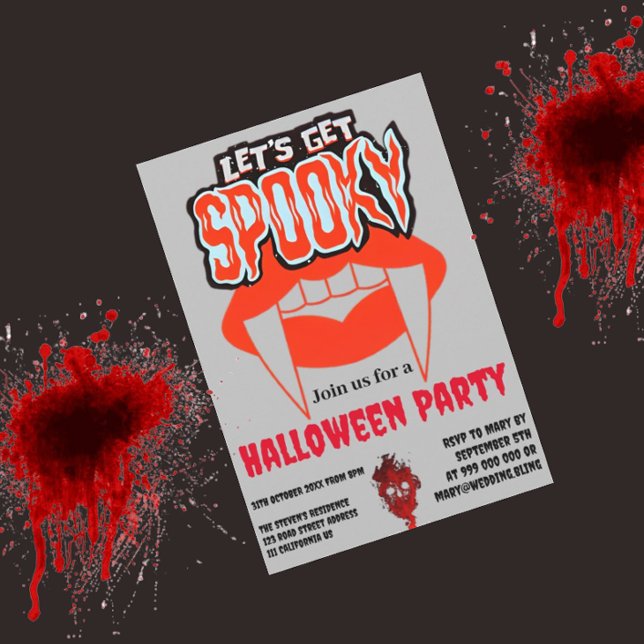 Let's Get Spooky Vampire Fang Halloween invitation (Creator Uploaded)