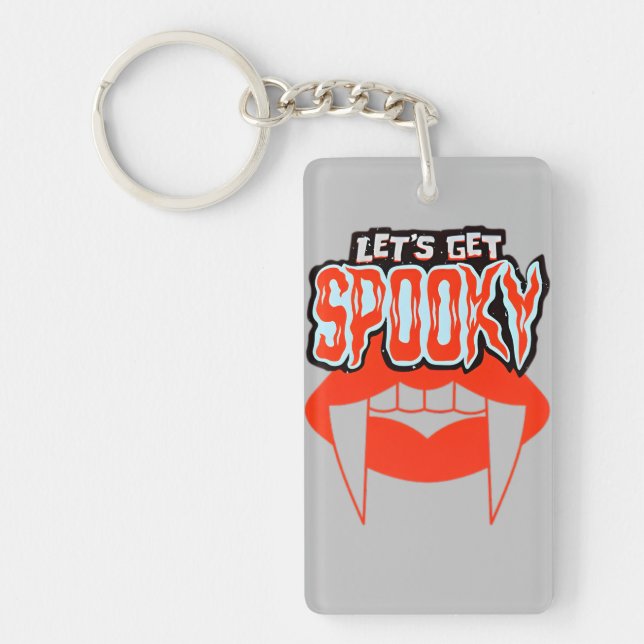 Let's Get Spooky Vampire Fangs Halloween Design  Keychain (Front)